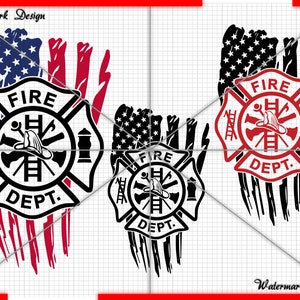 American Distressed Flag Fire Dept Thin red Matter, thin red matter, back the red, 4th july, forth july, patriotic svg, us flag svg police