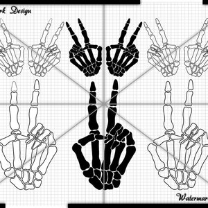 Skelet vrede hand Svg, vredesteken symbool svg - Vector Clip Art Cut File-Commercieel/persoonlijk gebruik voor Cricut, Cameo, silhouet