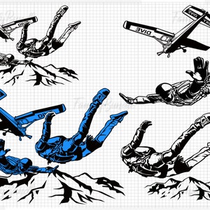 Sky Dive Man Sky Dive SVG 2 Thumbs Up SVG Extreme Sport svg Sky Divers SVG skydivers Jump Hanging Sky Design For Digital Download - SD1