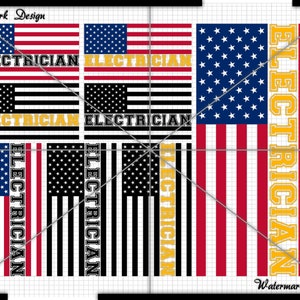 ELECTRICIAN Distressed Flag With ELECTRICIAN Word Design For Digital Download - EW1