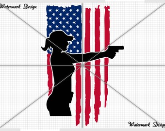 American Flag Distressed Woman Shooting, american flag svg, bullet flag svg, bullet svg, 4th of july, memorial day, we the people, Patriot