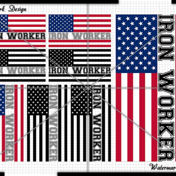 Iron  Worker Distressed Flag With IRON WORKER Word Design For Digital Download - EW2