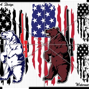 Drapeau de l'ours en détresse - Vector Clip Art coupé fichier-usage commercial/personnel pour Cricut, camée, Silhouette