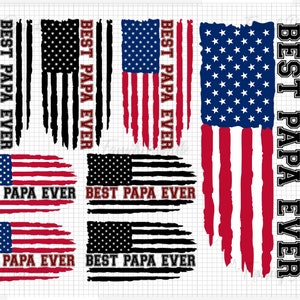 BEST PAPA EVER Distresssed Flag Design For Digital Download - F1