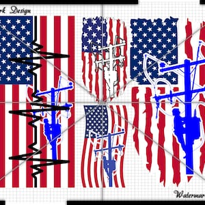 LineMan Flag Distressted - Vector Clip Art Cut File-Commercial/Personal Use for Cricut,Cameo,Silhouette