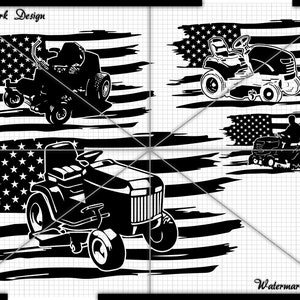 Lawn Mower Flag Distressted - Vector Clip Art Cut File-Commercial/Personal Use for Cricut,Cameo,Silhouette