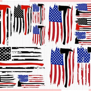 AXE Firefighter Flag Distressted with axe, thin red matter, firefighter svg, fireman axe svg, fire rescue clip art, firefighter axe bundle