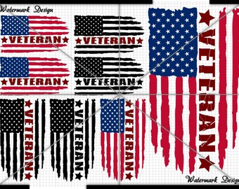 Veteran Distressed Flag VETERAN With Star Design For Digital Download - R1