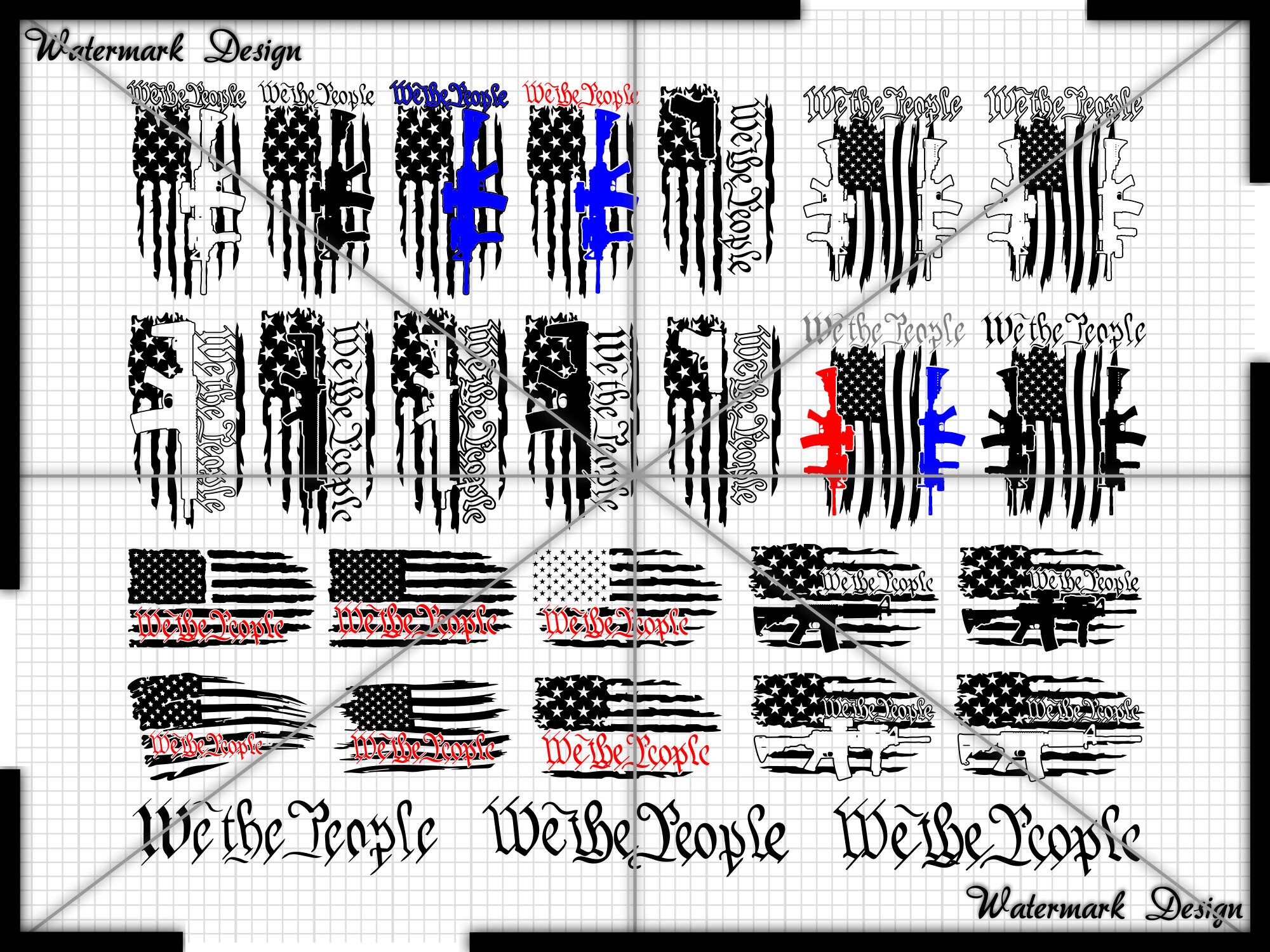 we the people svg Flag Distressted, 4th july svg - Vector Clip Art Cut File-Commercial/Personal Use for Cricut,Cameo,Silhouette