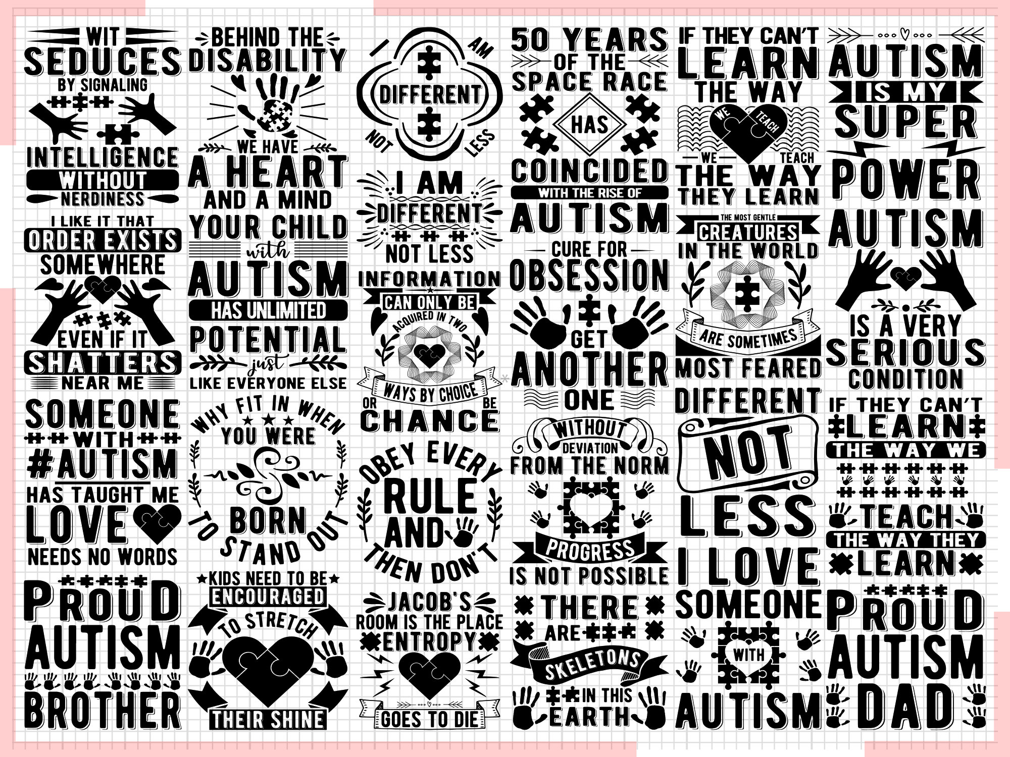 Autism Design Bundle, Autism Vector, Autism Svg, Autism Puzzle Svg, Be ...