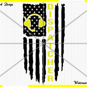 ディスパッチャー svg、911 ディスパッチャー、er、ディスパッチ svg、ディストレスト フラグ svg、ディスパッチャー シャツ - Cricut および Silhouette カット ファイル (印刷可能)
