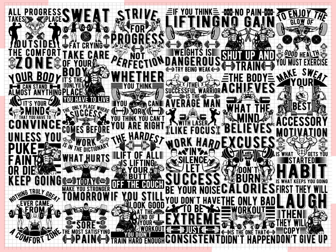 Fitness Svg, Gym SVG Bundle, Fit SVG, Exercise Svg, No Pain No Gain Svg ...