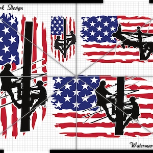 LineMan Flag Distressted - Vector Clip Art Cut File-Commercial/Personal Use for Cricut,Cameo,Silhouette