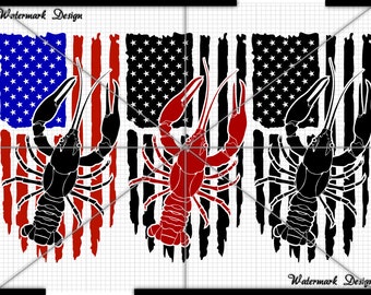 CrawFish Flag Distressted - Vektor Clip Art Cut Datei-kommerzielle/persönliche Nutzung für Cricut,Cameo,Silhouette