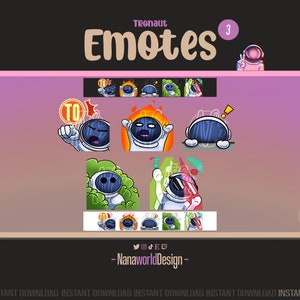 Emotes Astronaut Pack 1/5 Twitch Sub Emotes Bits for Streamers and Discord Server image 9