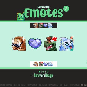 Emotes Dinosaur MEGA pack Twitch Sub Emotes Bits for Streamers and Discord Server image 8