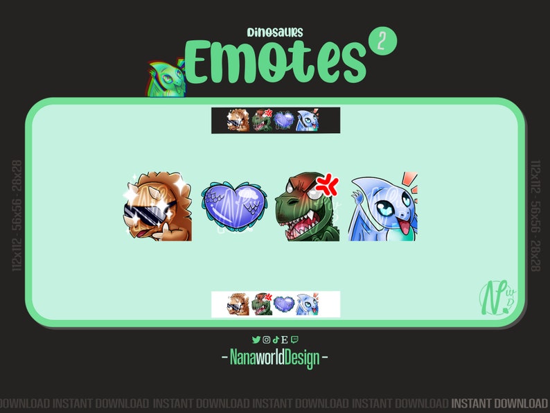 Emotes Dinosaur MEGA pack Twitch Sub Emotes Bits for Streamers and Discord Server image 8