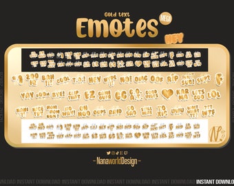 Emotes Gold Text Twitch MEGA pack  Sub Emotes Bits for Streamers and Discord Server