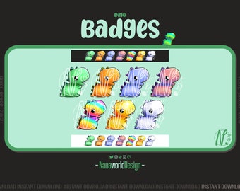 Badges Dinosaur Twitch Sub Badges Bits for Streamers and Discord Server