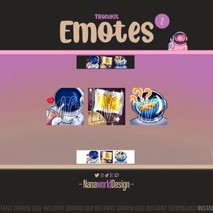 Emotes Astronaut Pack 1/5 Twitch Sub Emotes Bits for Streamers and Discord Server image 4