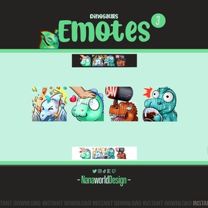 Emotes Dinosaur MEGA pack Twitch Sub Emotes Bits for Streamers and Discord Server image 4