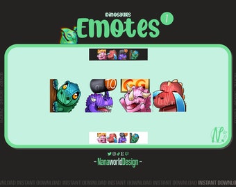 Emotes Dinosaur Pack 1/3 Twitch Sub Emotes Bits for Streamers and Discord Server