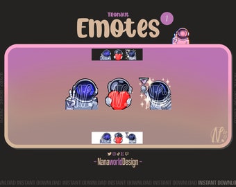 Emotes Astronaut Pack 1/5 Twitch Sub Emotes Bits for Streamers and Discord Server