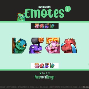 Emotes Dinosaur MEGA pack Twitch Sub Emotes Bits for Streamers and Discord Server image 6