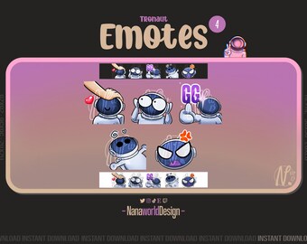 Emotes Astronaut Pack 4/5 Twitch Sub Emotes Bits for Streamers and Discord Server