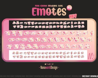 Emotes Pink creme Text Twitch MEGA pack  Sub Emotes Bits for Streamers and Discord Server