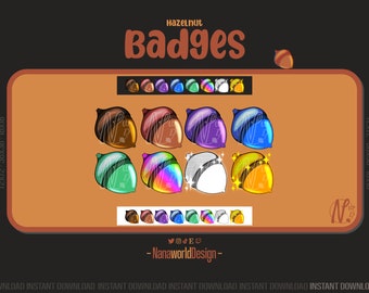 Badges Hazelnut Twitch Sub Badges Bits for Streamers and Discord Server