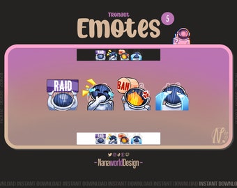 Emotes Astronaut Pack 5/5 Twitch Sub Emotes Bits for Streamers and Discord Server