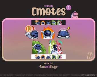 Emotes Astronaut Pack 3/5 Twitch Sub Emotes Bits for Streamers and Discord Server