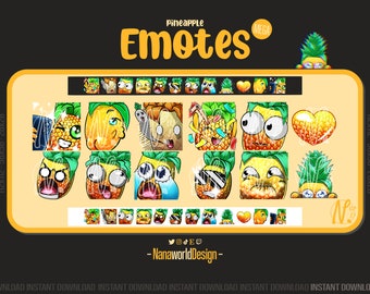 Emotes Pineapple MEGA Pack Twitch Sub Emotes Bits for Streamers and Discord Server