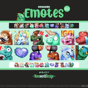 Emotes Dinosaur MEGA pack Twitch Sub Emotes Bits for Streamers and Discord Server image 1