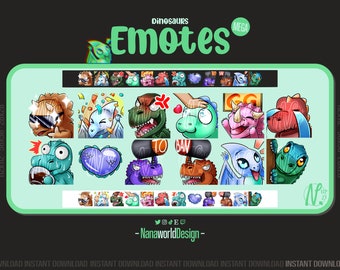 Emotes Dinosaur MEGA pack Twitch Sub Emotes Bits for Streamers and Discord Server