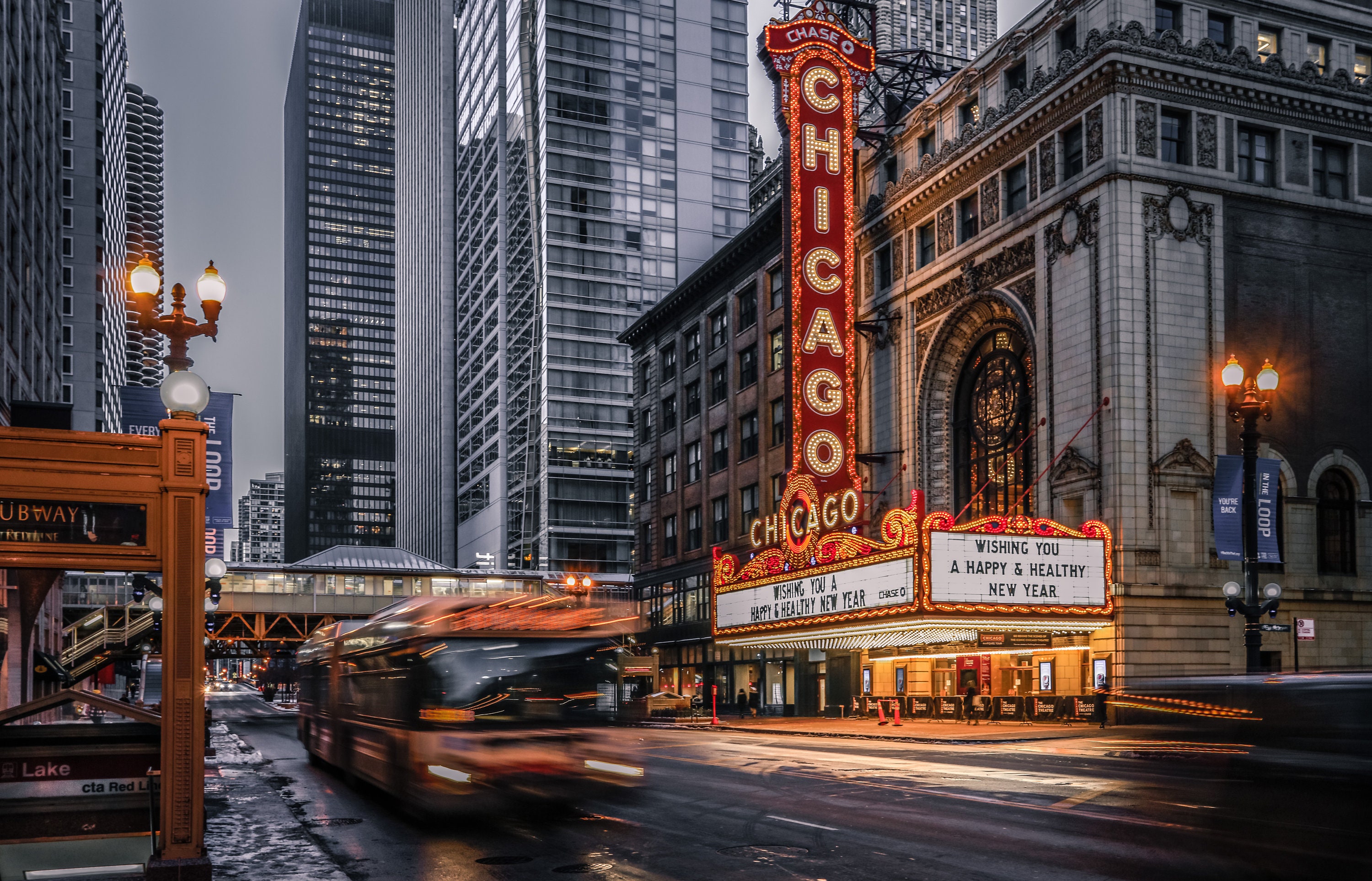 Chicago Theater at night Etsy