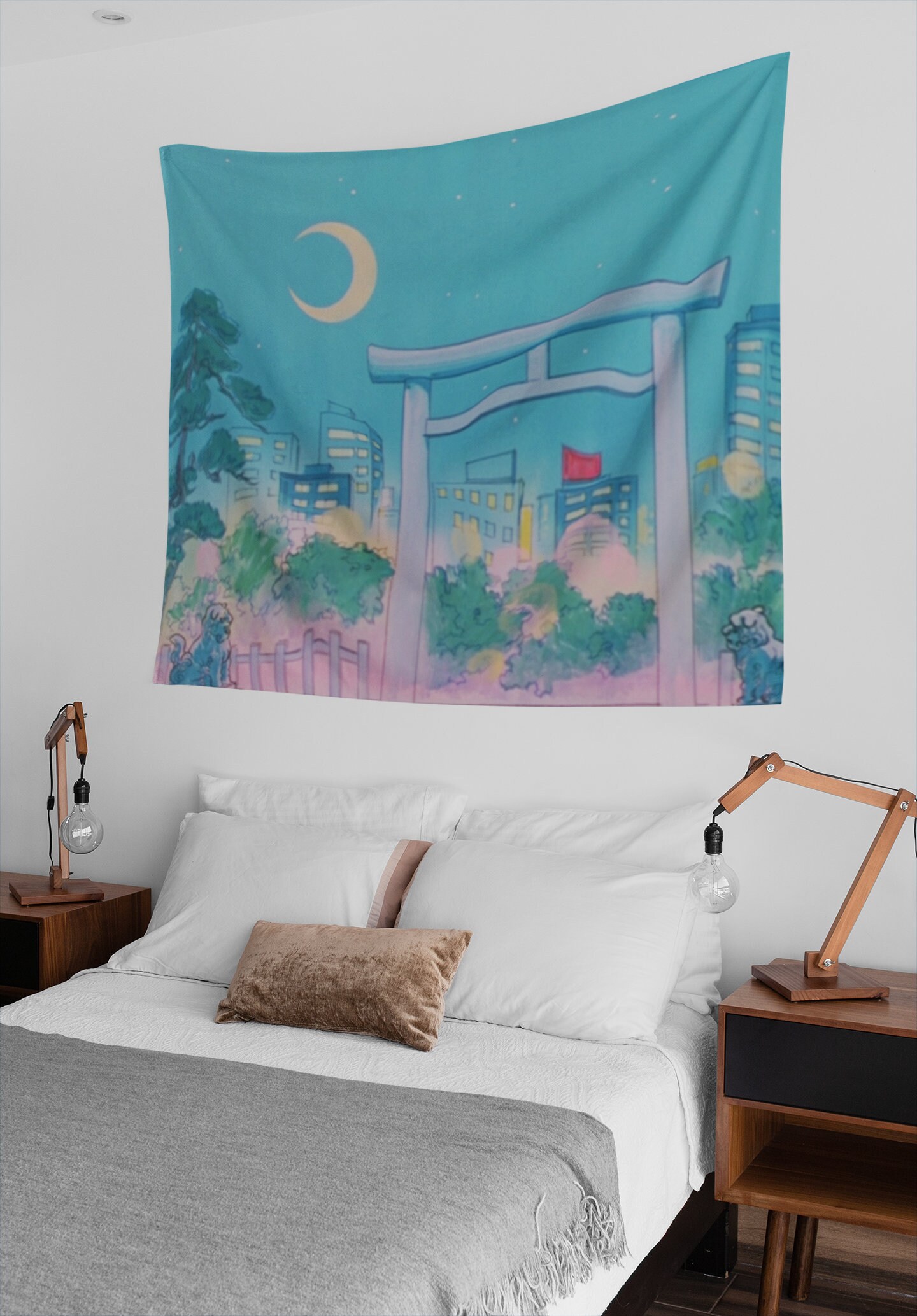 Pastel Anime City Sailor Tapestry Anime Decor Wall Hanging Etsy