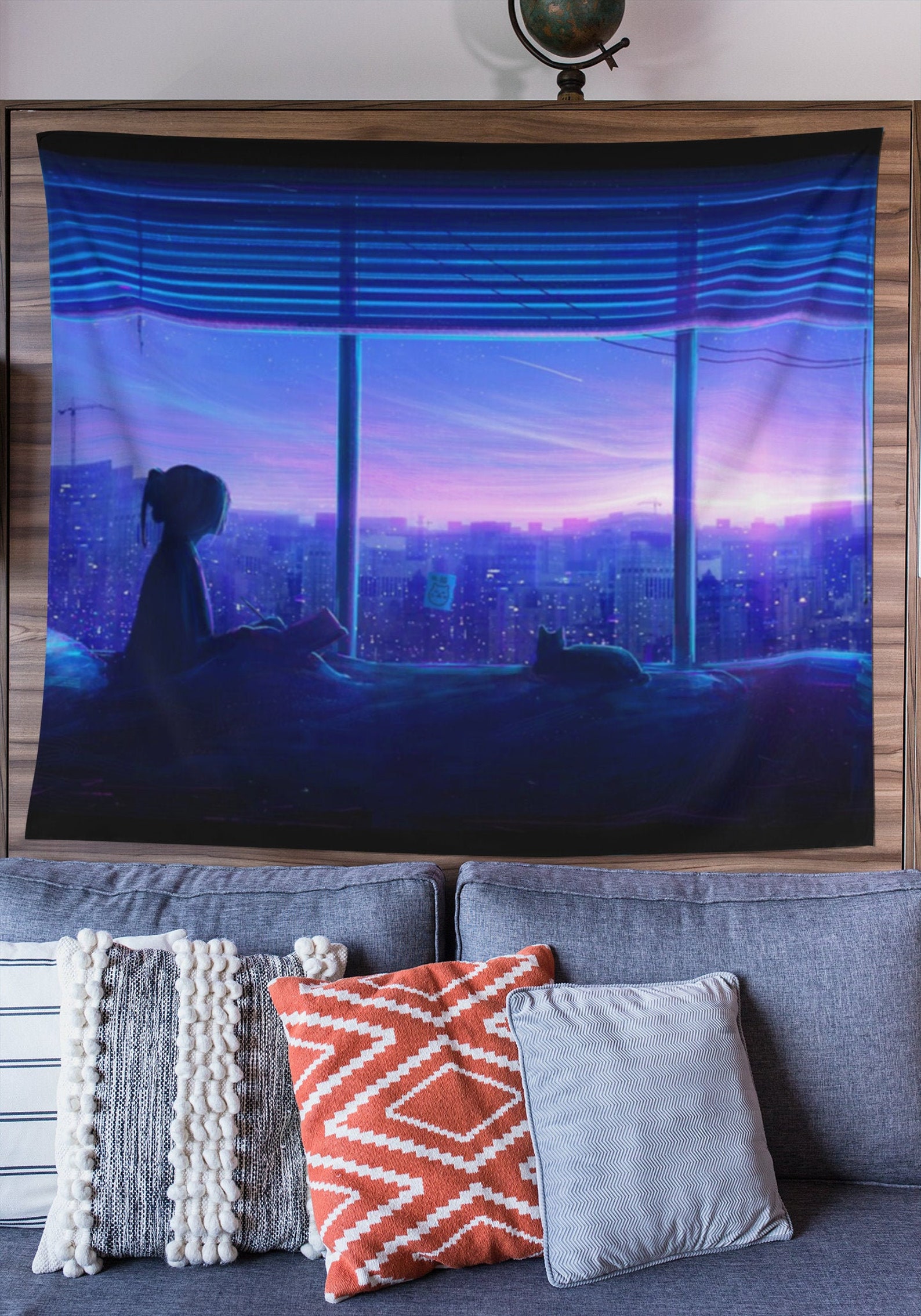 Anime Night Room Tapestry Anime Decor Wall Hanging Tapestry Etsy