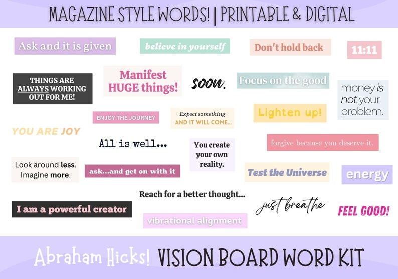 Abraham Hicks Vision Board Printable Vision Board Digital - Etsy