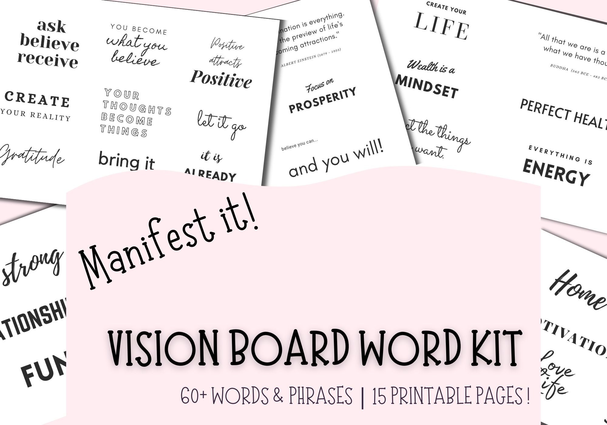 Vision Board Printable Inspirational Quotes & Words Vision - Etsy UK