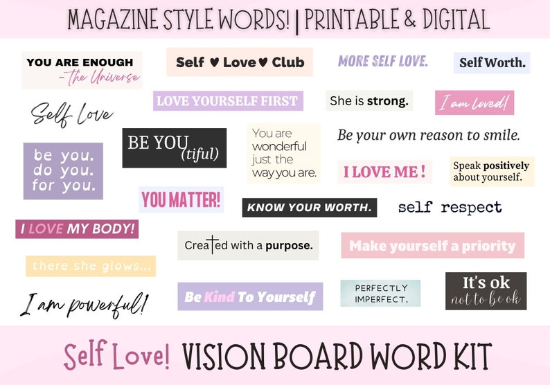 Self Love Vision Board Printable Vision Board Digital - Etsy New Zealand