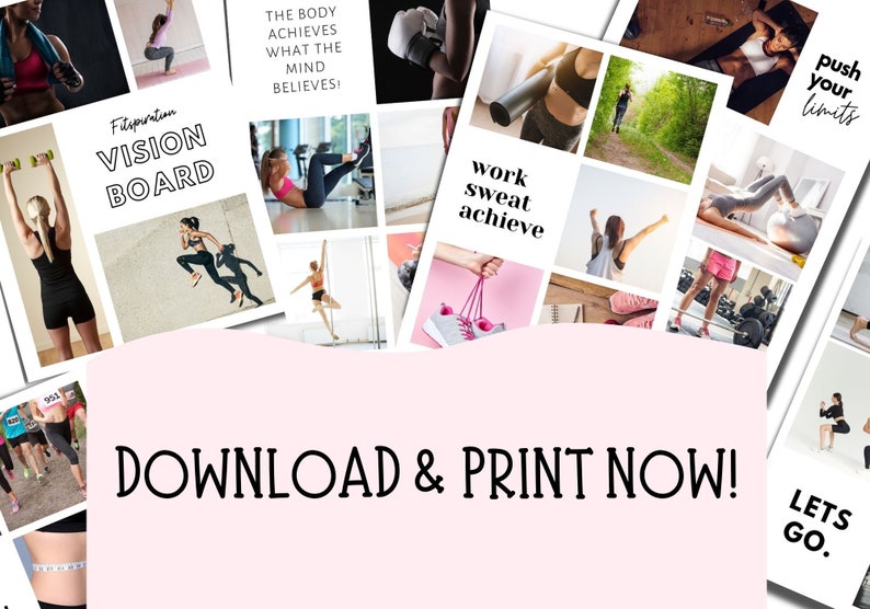 Fitness Vision Board Kit Vision Board Printable Fitness - Etsy