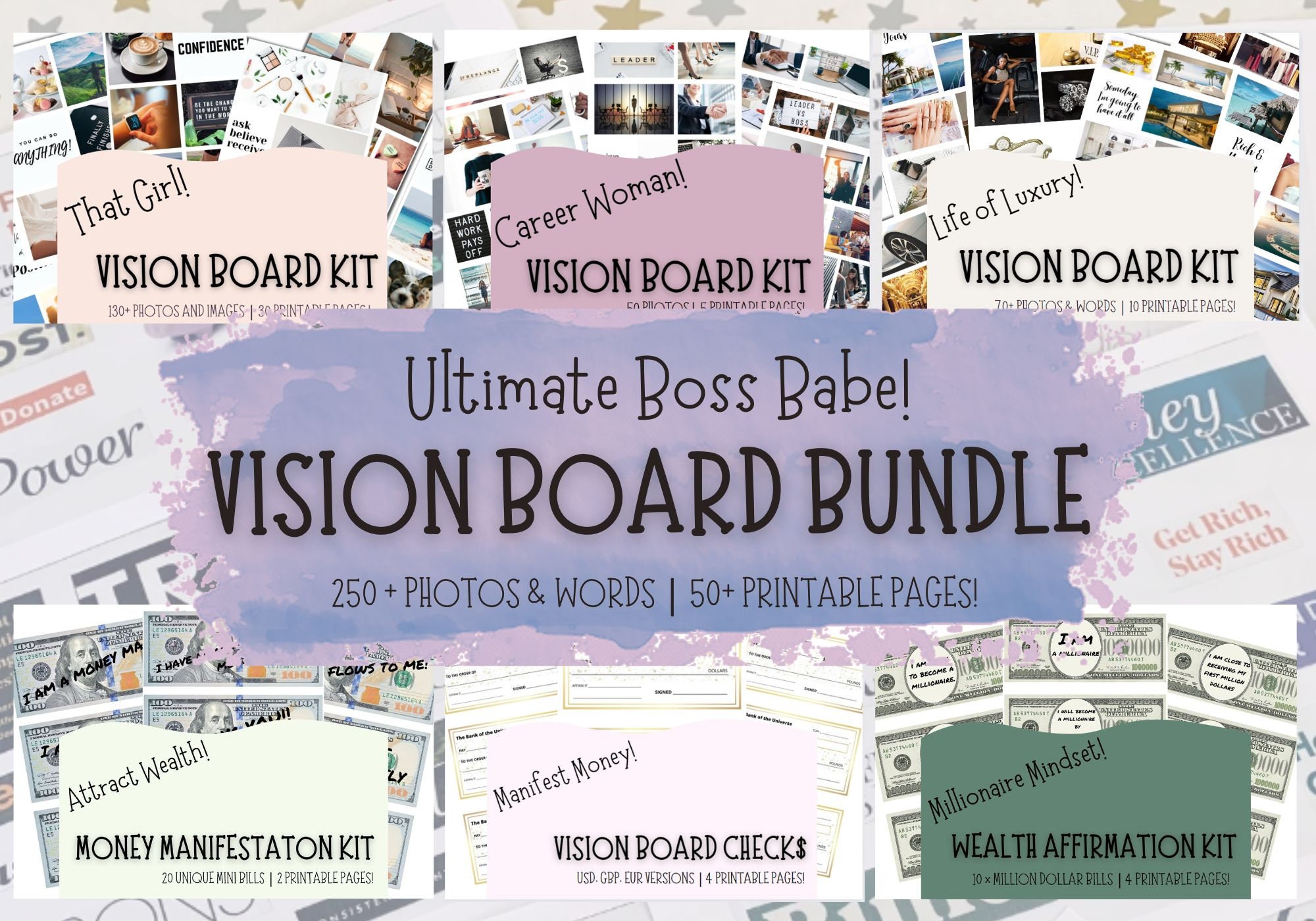 Vision Board Bundle Vision Board Printable 2023 Law of - Etsy