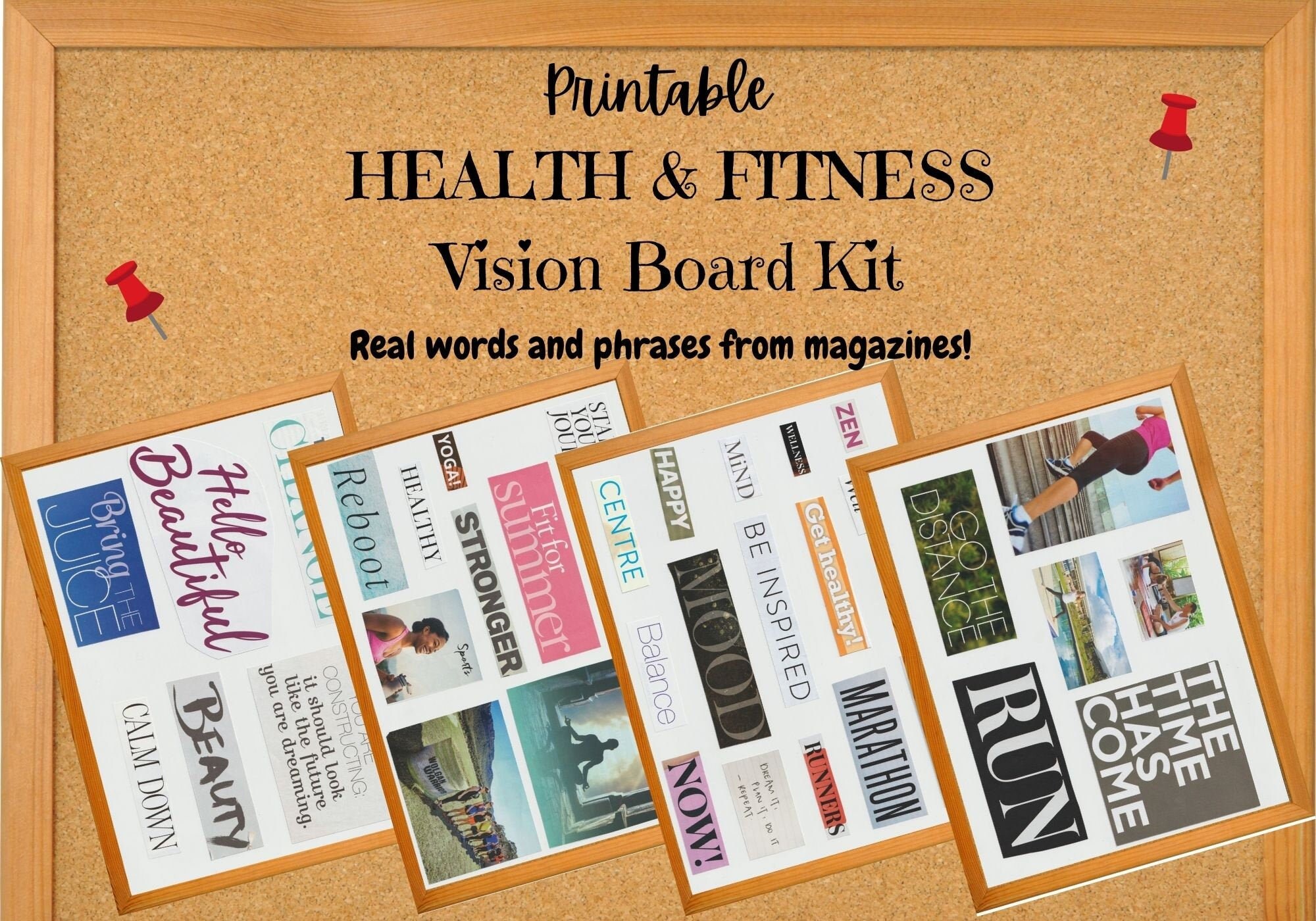 Fitness Printable Vision Board Kit Wellness Inspiration Add | Etsy