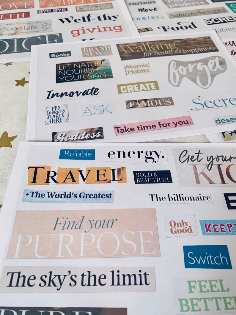 100 Thrive Printable Magazine Words Vision Board Kit - Etsy