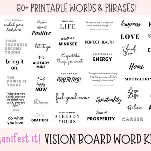 Vision Board Printable Inspirational Quotes & Words Vision - Etsy