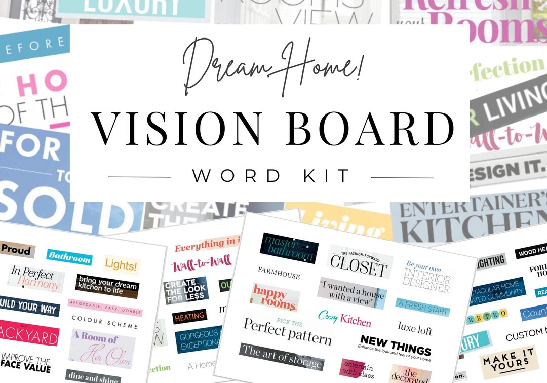 Dream Home Vision Board Printable Magazine Words Realtor Etsy