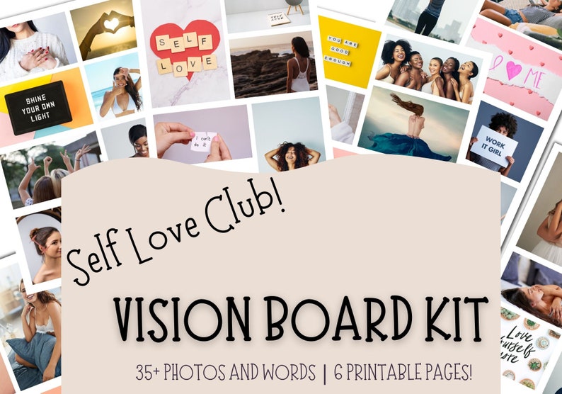 Vision Board Printable For Self Love Vision Board Kit Self Etsy