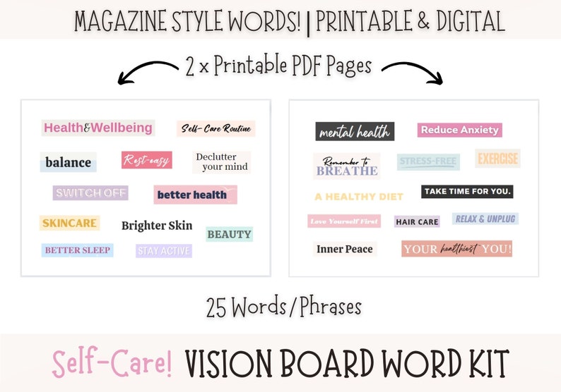 Self Care Vision Board Printable Vision Board Digital Self - Etsy